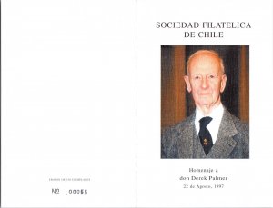 SCHALLSTAMPS CHILE 1997 PICT COMMEMORATIVE TRIBUTE CARD TO MR DEREK PALMER