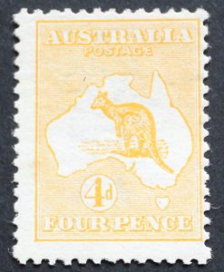 Australia 1913 Four Pence Kangaroo (Orange Yellow) SG 6a mint