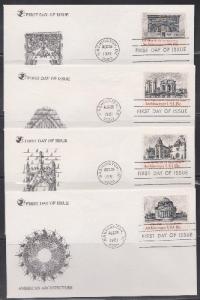 1928 - 1931 American Architecture set of 4 Unaddressed Reader's Digest FDCs