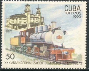 CUBA Sc#3252 1990 Nationalization of Railroads Complete Set OG Mint NH