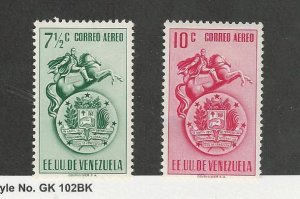 Venezuela, Postage Stamp, #C384-C385 Mint Hinged, 1951