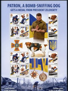 GUYANA 2022 PATRON, A BOMB SNIFFING DOG GETS MEDAL FROM ZELENSKY SHT(12) MINT NH