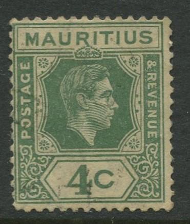 Mauritius - Scott 213 - KGVI Definitive Issue -1938 - FU -Single 4c Stamp