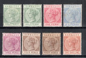 Barbados 1882-86 values to 1s between SG 89 and 102 MLH/MH