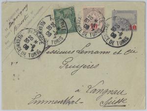 TUNISIE  Tunisia -  POSTAL STATIONERY COVER - H & G # 17  additional franking