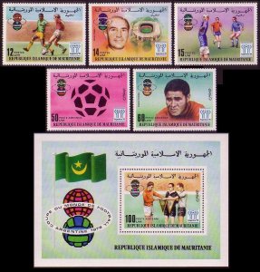 Mauritania Football 5v+MS 1977 MNH SG#562-MS567 MI#584-589+Block 19