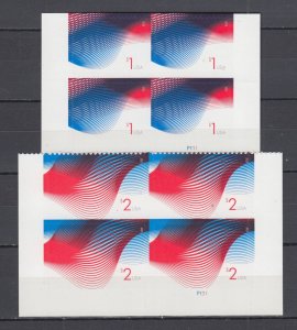 (F) USA #4953-54 Patriotic Wave Full Set Plate Blocks x4 MNH