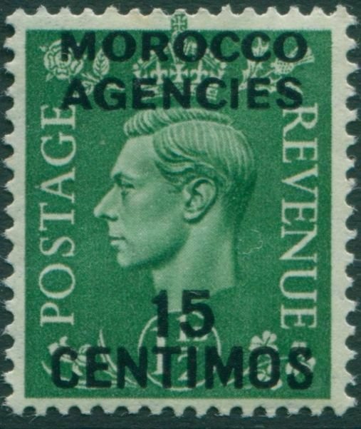 Morocco Agencies 1937 SG184 15c on 1½d green KGVI MLH