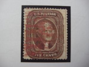 1860 SCOTT # 30a   5c    WITH CERTIFICATED. USED  SCV.$325.0