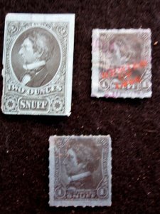 US - 3 SNUFF STAMPS - ca 1891,1898