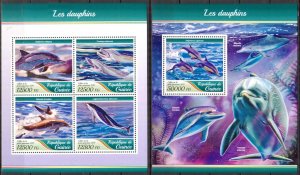 Guinea 2017 Marine Life Dolphins I sheet + S/S MNH