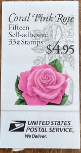 US #BK242B MNH Exploded Booklet of 15 #S111 Coral Pink Rose SCV $13.75 L42