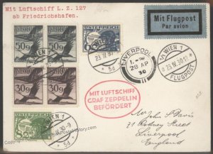 Austria 1930 Graf Zeppelin Si55A Englandfahrt UK England Flown Cover 103400