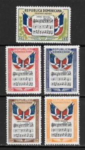 Dominican Republic Scott C57-61 Unused LHOG - 1946 National Anthem Set