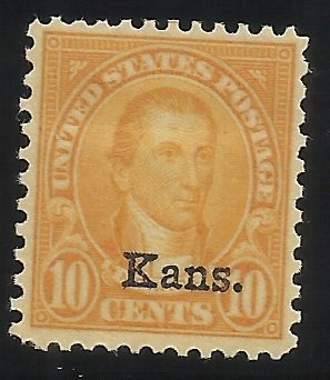 668  10c Kans Ovpt MNH F/VF Centering