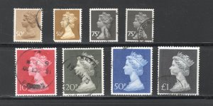 Great Britain #MH159-162, MH165-8   VF, Used, CV $8.70 .... 2480941