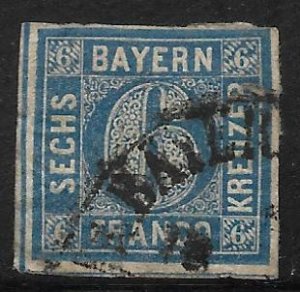 Bavaria - Scott #11 6kr Blue F VF Used