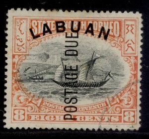 NORTH BORNEO - Labuan EDVII SG D6b, 8c black & vermilion, USED. Cat £160.