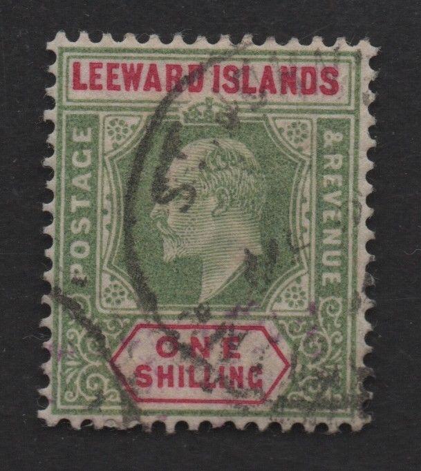 $Leeward Islands Sc#37 Used/VF, remnants on back, Cv. $140