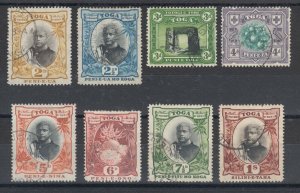 Tonga Sc 41a, 42-47, 49 used. 1897-1934 Pictorials, 8 different from set, F-VF.