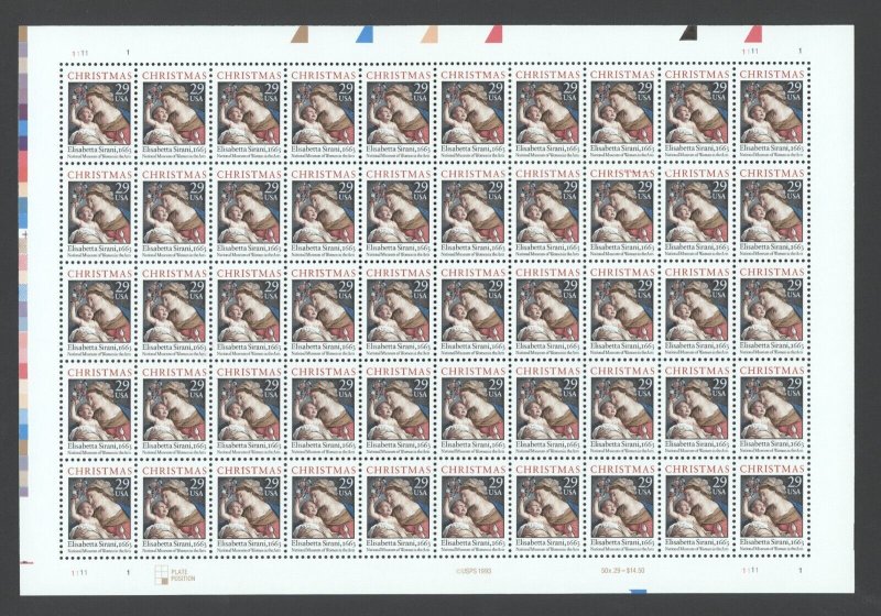 1994 US Scott #2871 29c Madonna & Child by Elisabetta Sirani, Sheet of 50 MNH