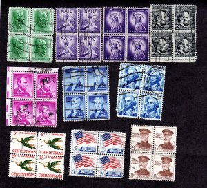 US Blocks of 4. Lot of 10, used. Lot 220312-17