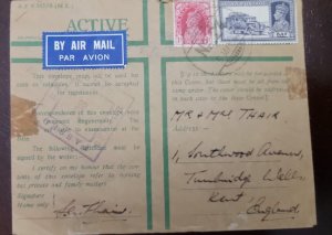 O)  INDIAN,  MAIL TRUCK, KING GEORGE VI , AIRMAIL, CIRCULATED TO ENGLAND