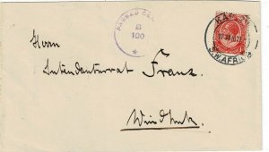 South West Africa 1919 Karibib cancel on cove to Windhoek, censored