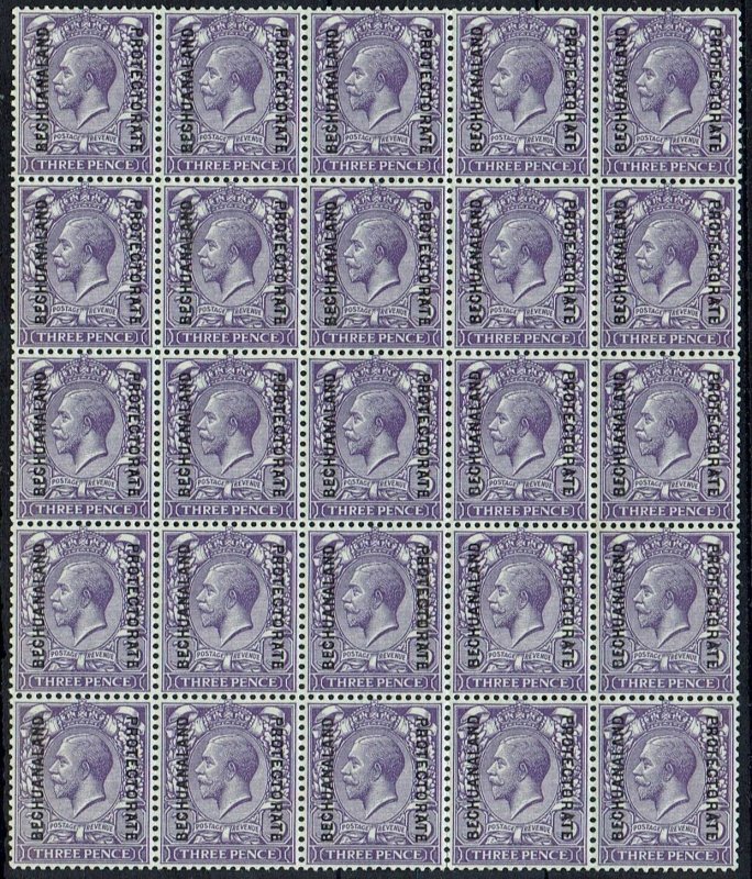 BECHUANALAND 1913 KGV 3D MNH ** BLOCK WMK SIMPLE CYPHER 