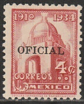 MEXICO O226, 4¢ OFFICIAL SINGLE. UNUSED, H OG. VF.