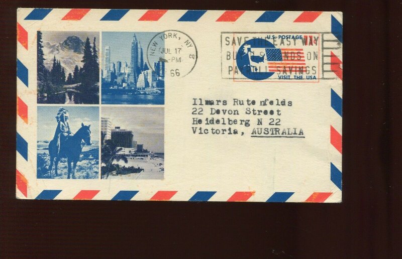 UXC5 USED  AIRMAIL POSTAL CARD TO  VICTORIA  AUSTRALIA