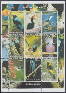 GUINEA # 005 (Unlisted) MNH S/S  of 9 DIFF SHOWING BIRDS of the WORLD