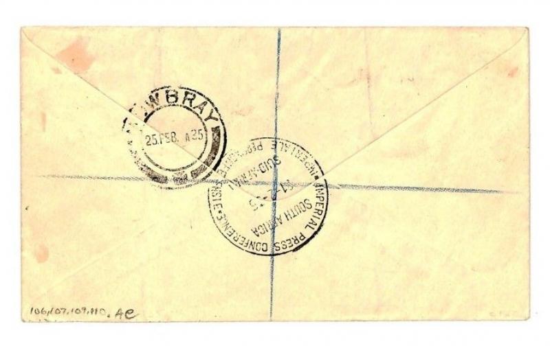 BECHUANALAND Cover 1935 *IMPERIAL PRESS CONFERENCE* Registered Air Mail W109b