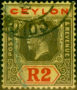 Ceylon 1921 2R on Pale Yellow SG316d Good Used 