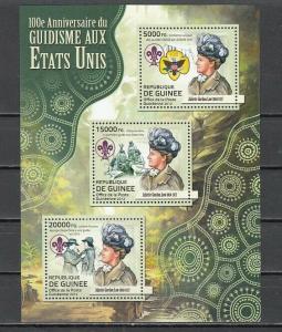 Guinea, 2012 issue. Juliette Low, Girl Scout Founder, sheet of 3.