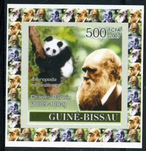 Guinea-Bissau 2007 PANDA Charles Darwin Deluxe s/s Imperforated Mint (NH)