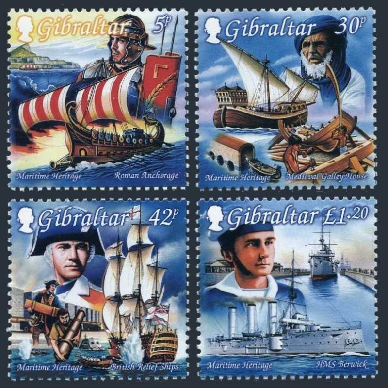 Gibraltar 798-801,801a sheet,MNH.Michel 871-874,Bl.35. Maritime Heritage 1999.