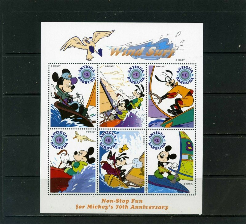 ANTIGUA & BARBUDA 1999 DISNEY WATER SPORTS 3 SHEETS OF 6 STAMPS & 4 S/S MNH 