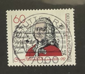 Germany 1981 Scott 1344 used - 60pf,  Georg Philipp Teleman, Composer