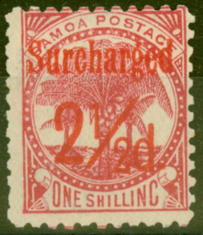 Samoa 1898 2 1/2d on 1s Dull Rose-Carmine SG85 Fine Mtd Mint (8)