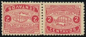 Honduras #175 Ulua Bridge Tête-bêche Pair 2c Postage Latin America 1915 Mint LH