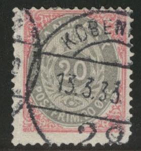 DENMARK  Scott 31 used 1875 stamp CV$32.50