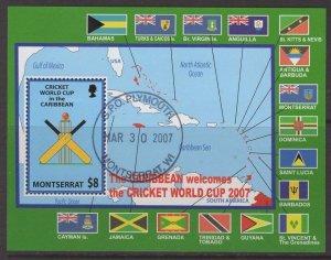 MONTSERRAT SGMS1351 2007 WORLD CUP CRICKET FINE USED