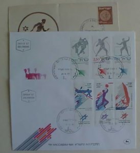 ISRAEL FDC BASKETBALL FENCING,WRESTLING,YACHTING 1977, 1991 ALSO SOCCER 1953