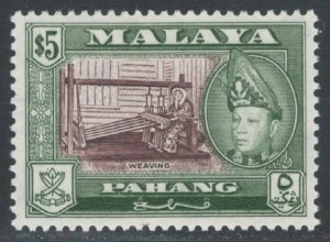 Malaya States - Pahang 1960 Weaving & Sultan Abu Bakar $5.00 Scott # 82 MH