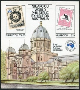 Niuafo'ou 48-49/labels,50,MNH.Michel 48-49,Bl.1. AUSIPEX-1984.Kangaroo,Map.