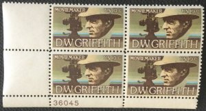 US MNH #1555 DG Plate Block LL D W Griffith SCV $1.00 L28