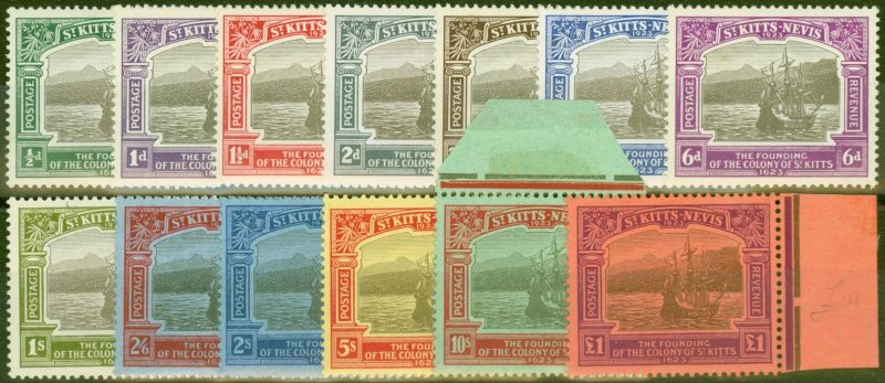 St KItts & Nevis 1923 Tercentenary set of 13 SG48-60 V.F Very Lightly Mtd Mint 1