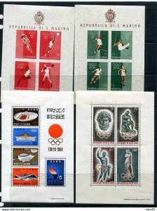 4 Souvenir Sheets Olympic Games Rome/Tokyo  MNH San Marino/Japan/Burkina Faso 14