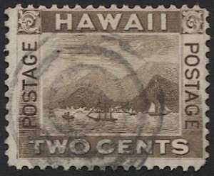 HAWAII 1894 Sc 75 Used 2c brown Diamond Head, F-VF Target Cancel